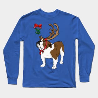 Bulldog Beneath Mistletoe Long Sleeve T-Shirt